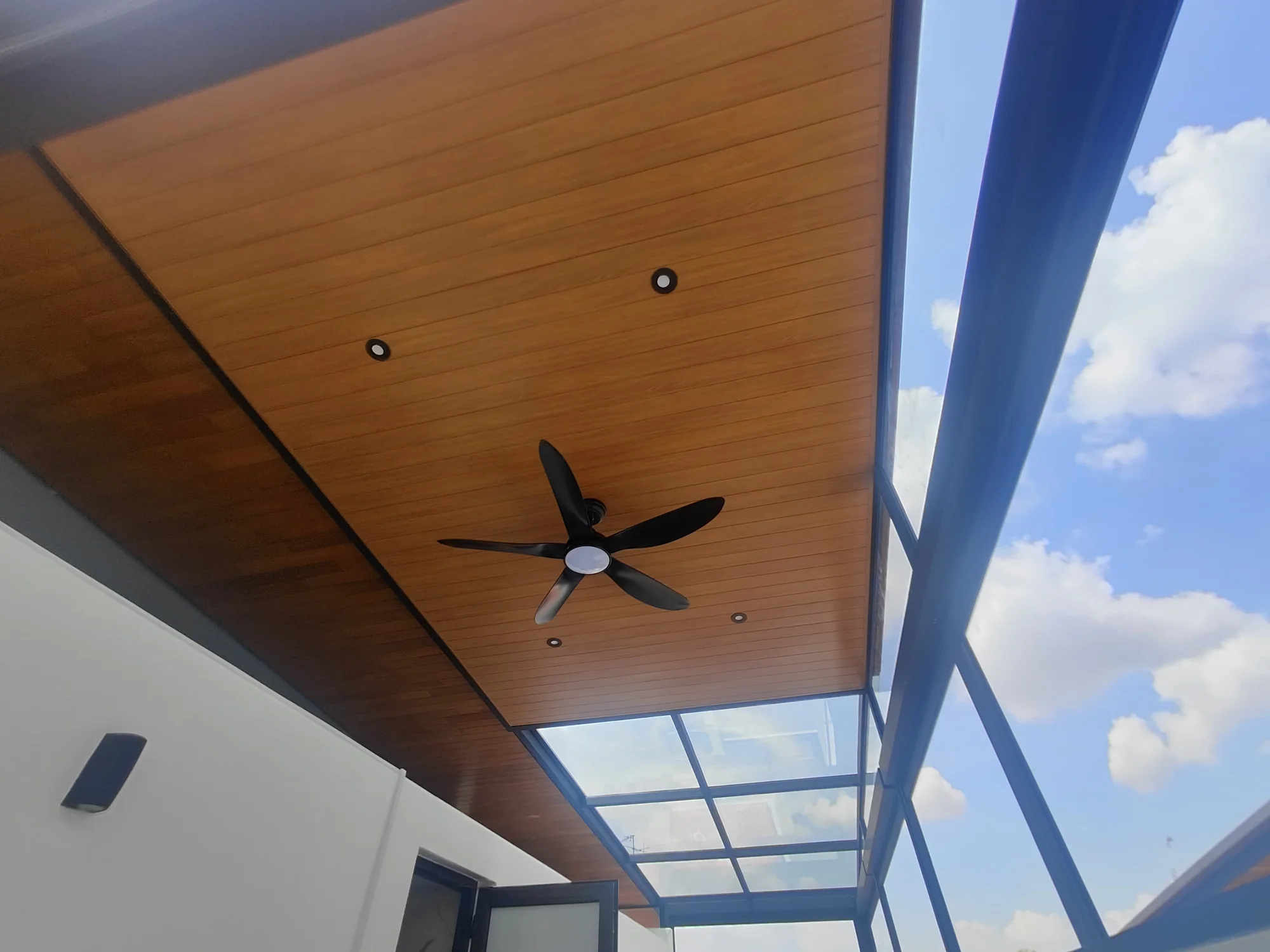 Fan set into the panel, aluminium composite panel roofing installed by Exterior Design in Singapore