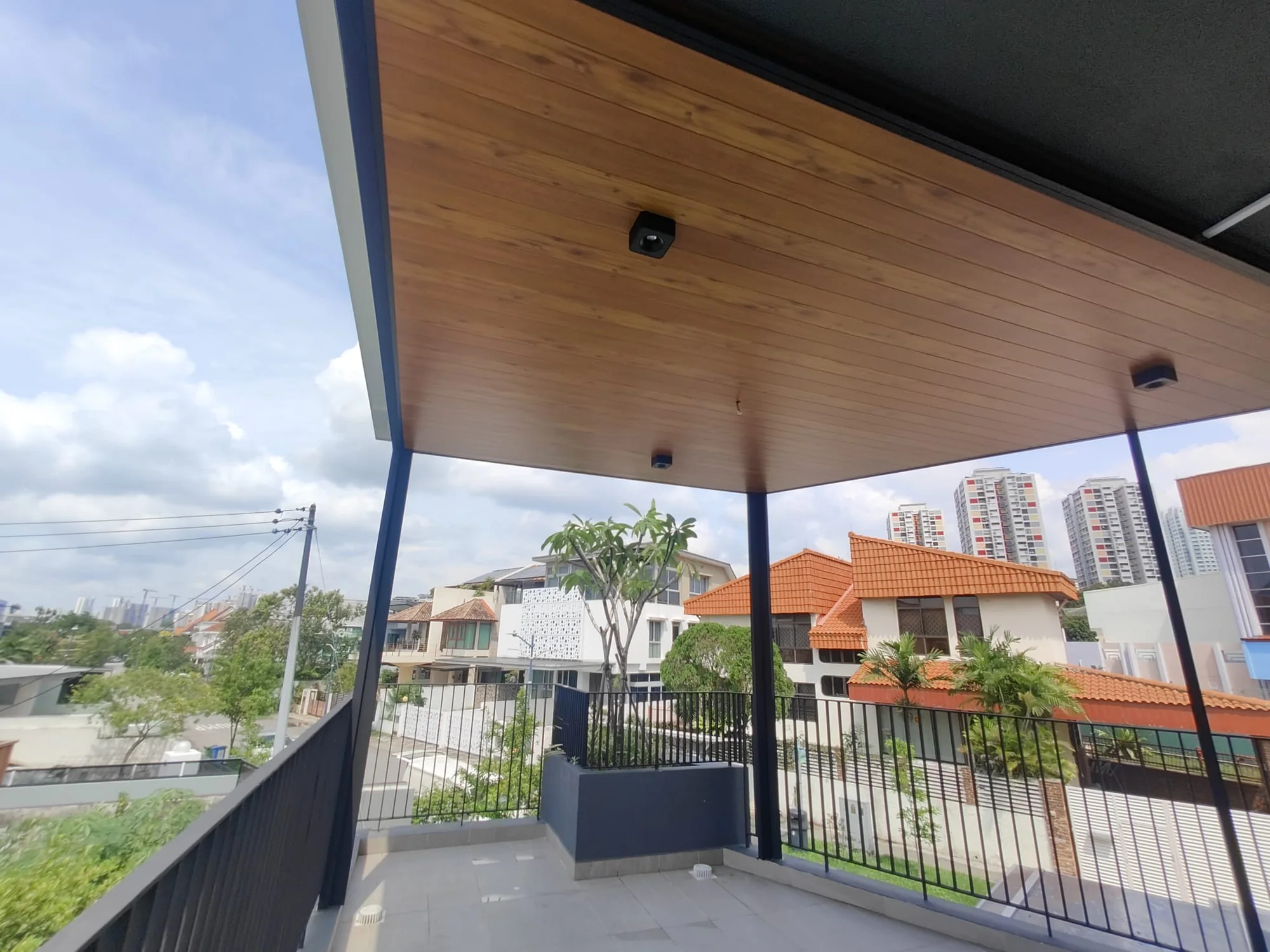 Terrace, street side, aluminium composite panel roofing installed by Exterior Design in Singapore