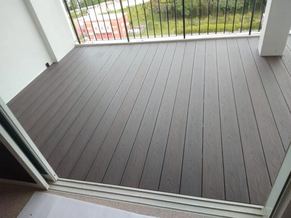 WPC composite decking on a Singapore condominium balcony