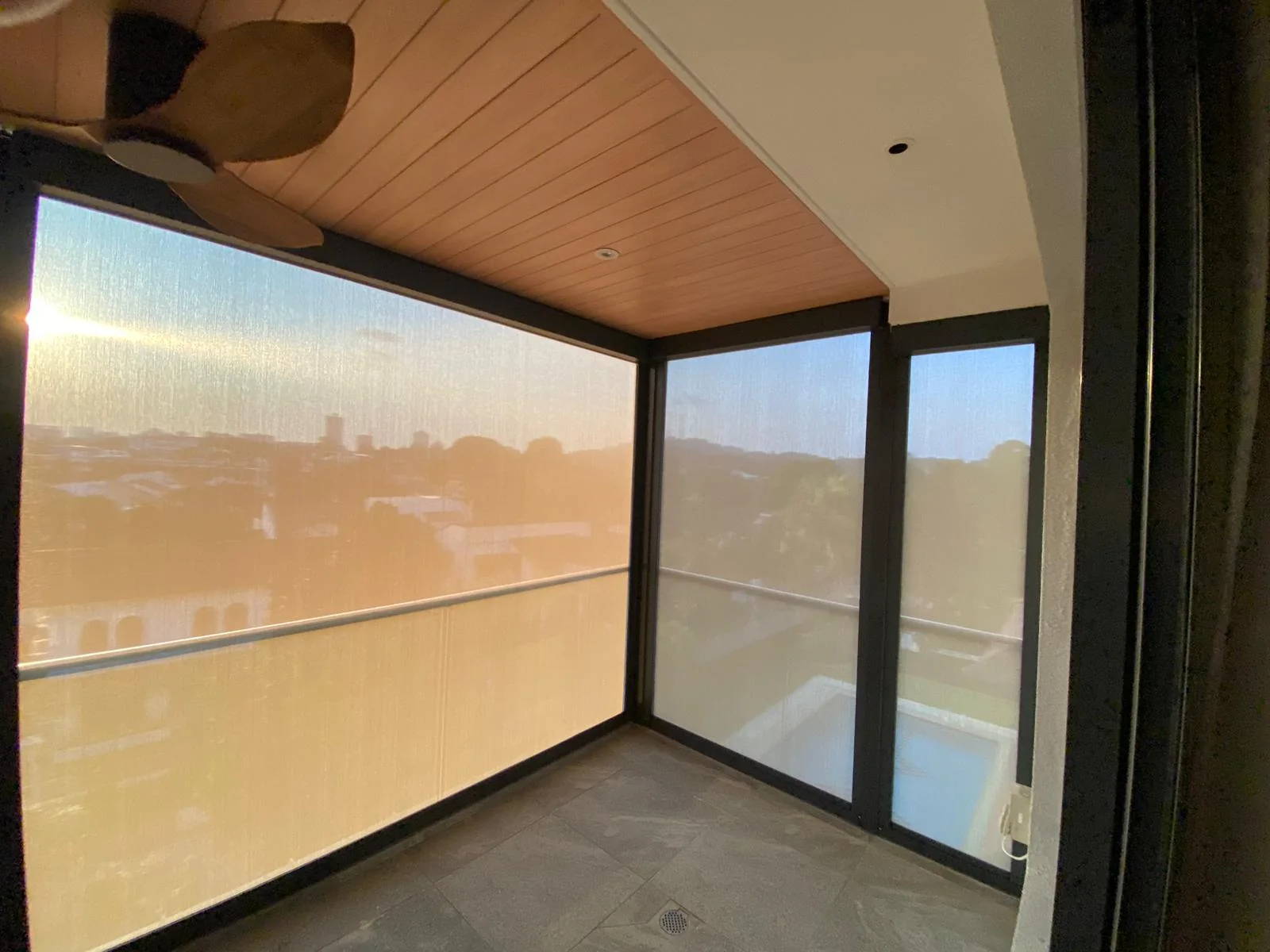 Late afternoon, ZipNice zip blinds installed by Exterior Design in Singapore